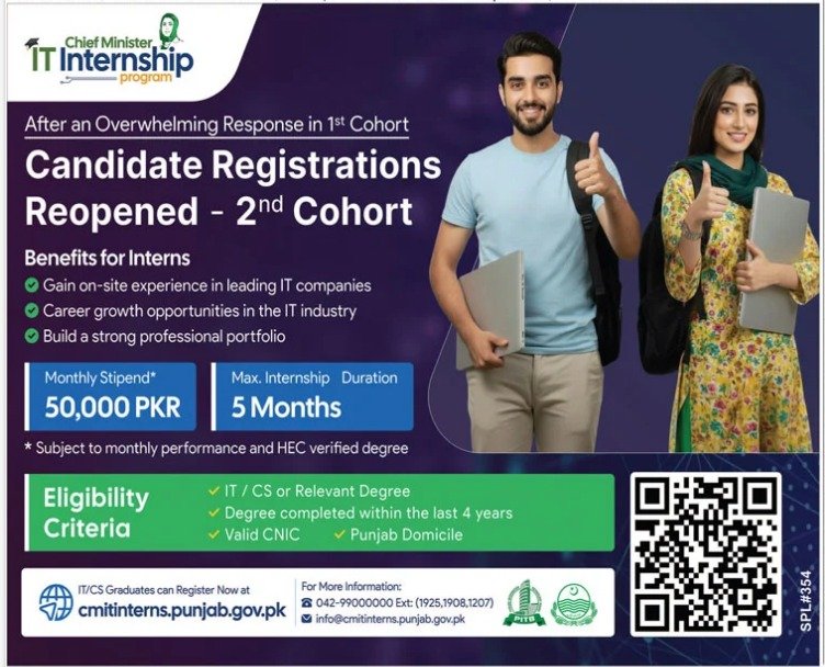 CM Punjab IT Internships Program Registration April 2026 Advertisement