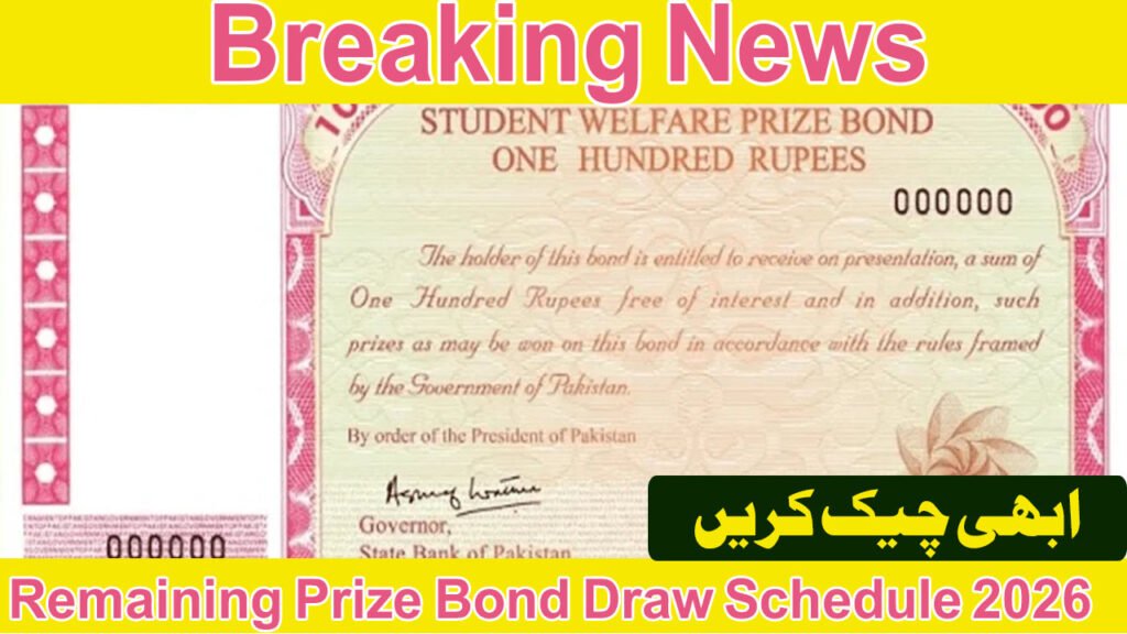 Remaining Prize Bond Draw Schedule 2026