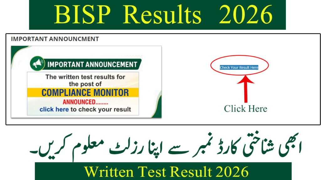 BISP Announced Compliance Monitor Written Test Result 2026