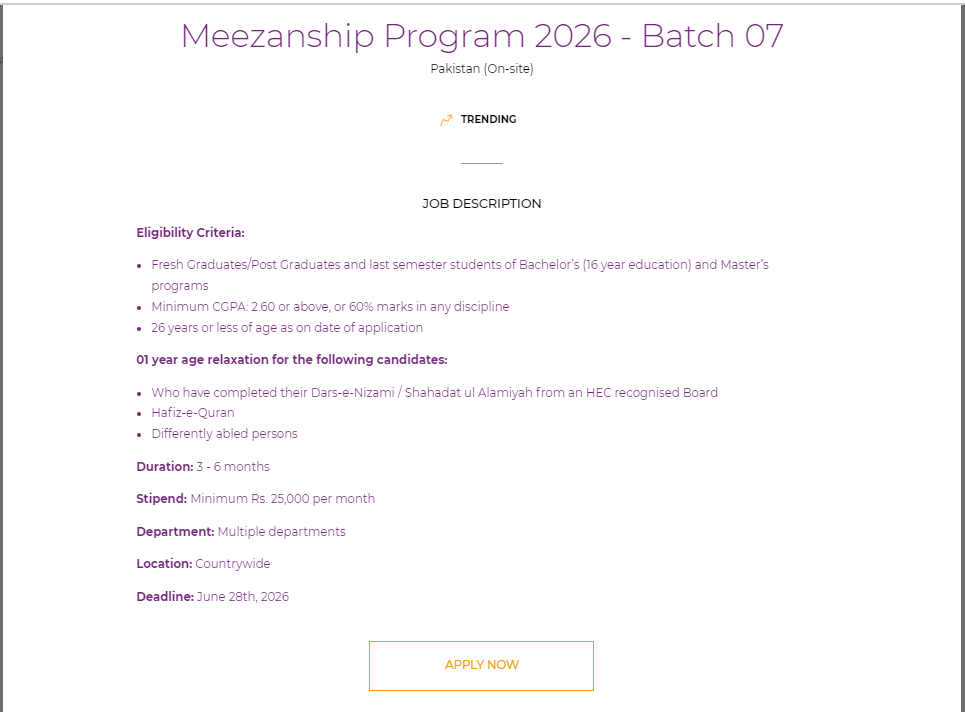 Meezanship Program 2026 Batch 07 Registration Open